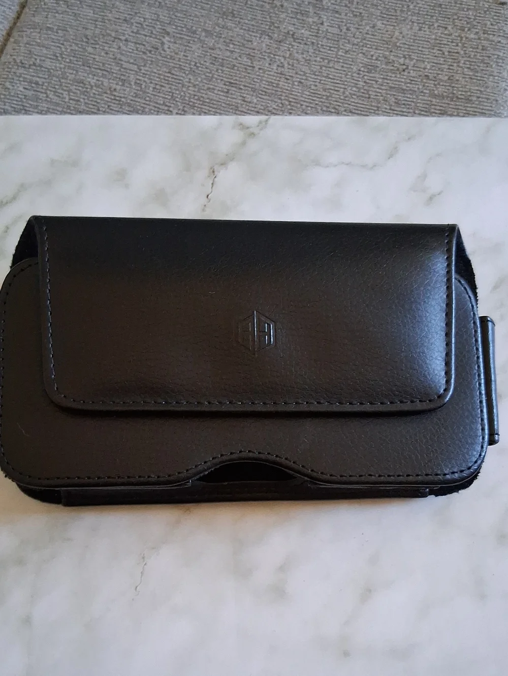 Black Faux Leather Belt Phone Holster Case - Universal Carry Pouch